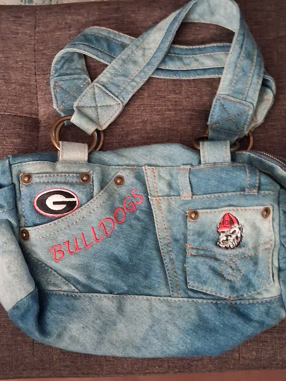 Denim GA Bulldogs Shoulder Bag